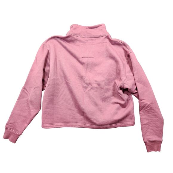 Girlfriend Collective Womens Top Medium Pink 1/2 Zip Pullover Cropped Sweatshirt - Picture 2 of 9